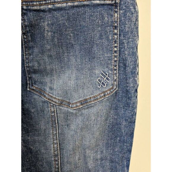 Good Hart Faded Denim High Rise Flare Leg Patch Pocket Jeans - Size 8 - Picture 8 of 10